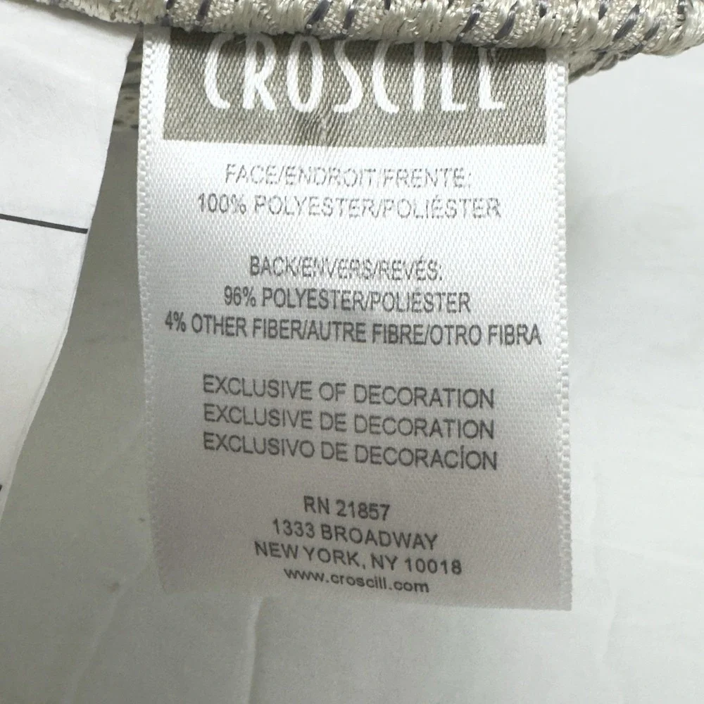 Croscill Seren Blue Boudoir‎ Pillow 18x12 Embroidered Leaf Luxury Accent Throw